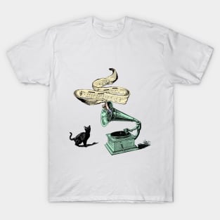 The Cat and the Song (green) T-Shirt